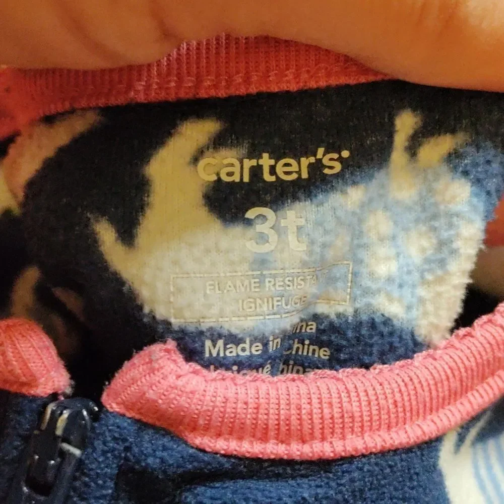Carters fleece pajamas 3T footie pajamas Orange Blue Dogs Warm Bundle